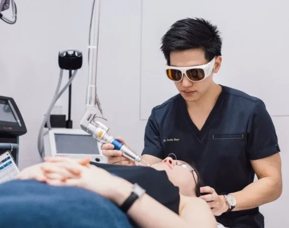 Doctor during Acne Scar Treatment