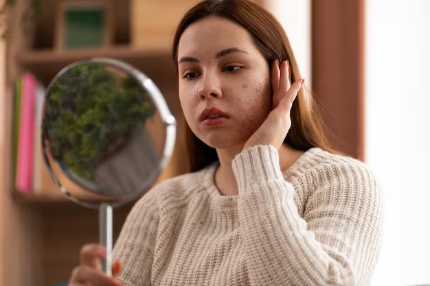 Person experiencing hormonal acne